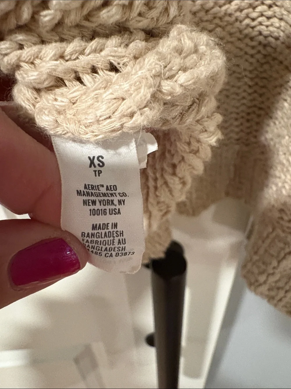 aerie Light Beige Open-Front Pocket Knit Cardigan - Picture 5 of 5